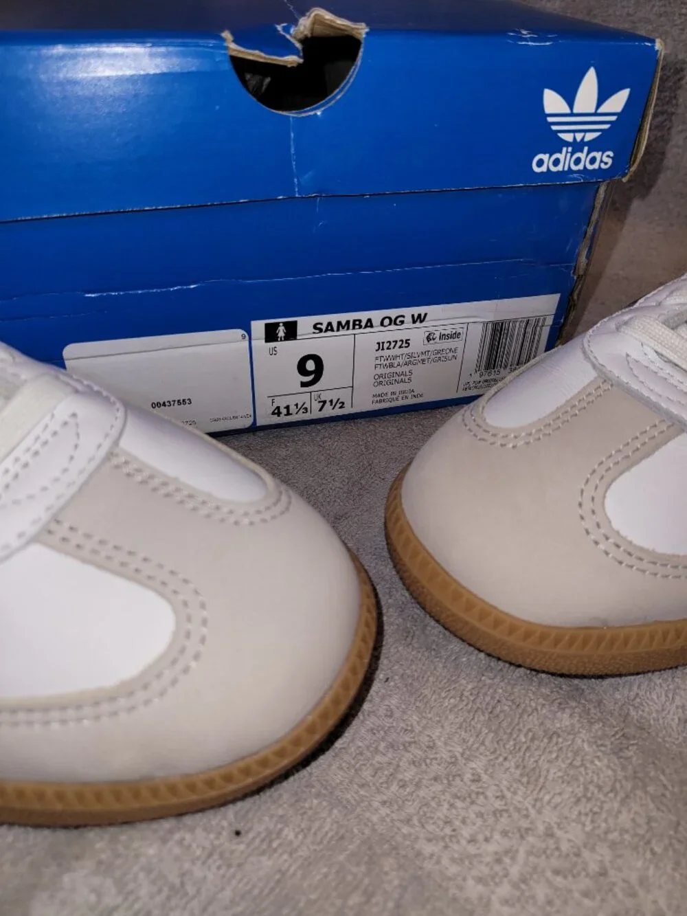 Adidas Samba🚺Women's Size 9 OG White Silver Metallic Grey Tan Sneakers JI2725 - Picture 4 of 16